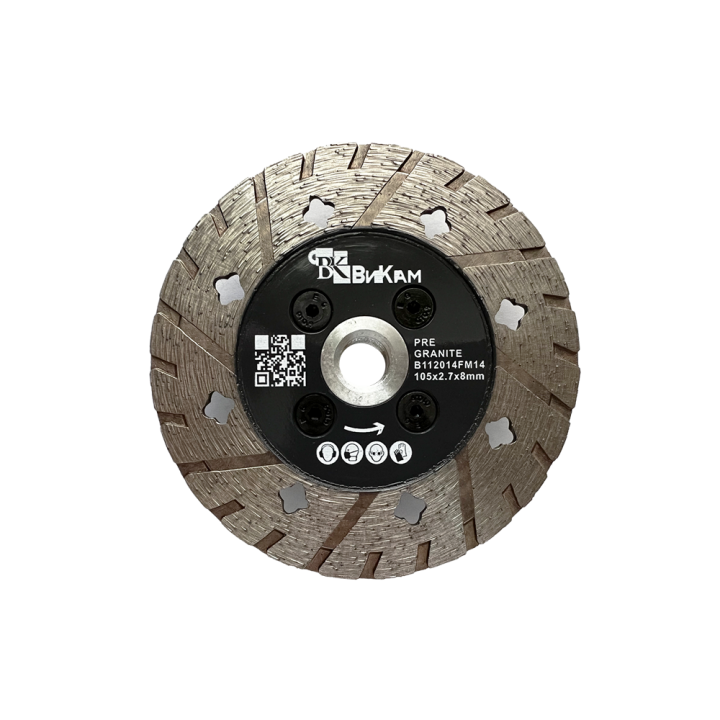 Отр. диск "ВиКам серый" по граниту зачистной с фл. М14 D105