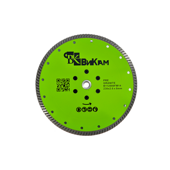 Отр. диск "ВиКам зеленый" по граниту с фл. М14 D230