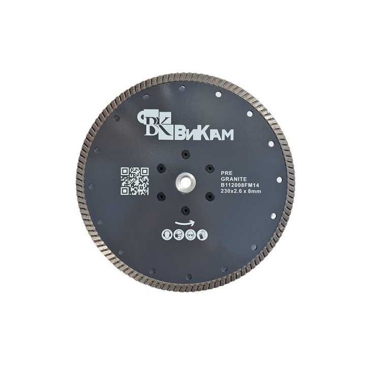 Отр. диск "ВиКам черный" по граниту с фл. М14 D230